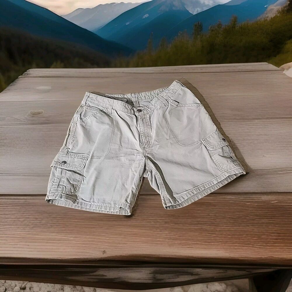 Women’s Carhartt Canvas Cargo Shorts WB164 Tan Size 12 with FLAW